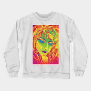 Watercolor Neon Colors Female Portrait Crewneck Sweatshirt